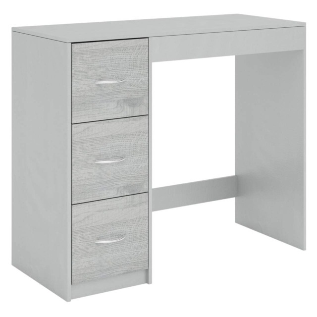 3-Drawer Wooden Desk and Dressing Table - Multi-Functional, 79.5x93x40 cm Grey Cool Grey & Ash Grey 22.5 x 43.5 x 98.5 1