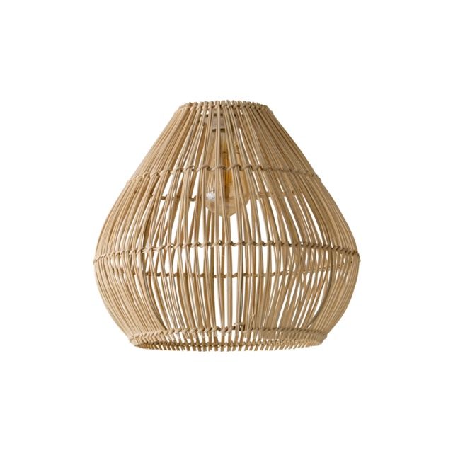 ValueLights Vine Rattan Natural Hourglass Ceiling Pendant Shade and Bulb