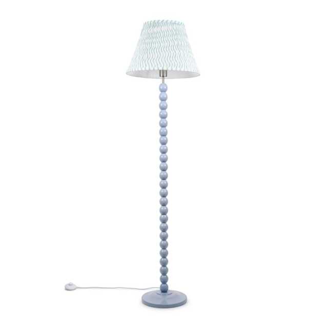 ValueLights Bobbles Powder Blue Floor Lamp Green Arrow Pleat Shade Blue