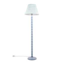 ValueLights Bobbles Powder Blue Floor Lamp Green Arrow Pleat Shade Blue