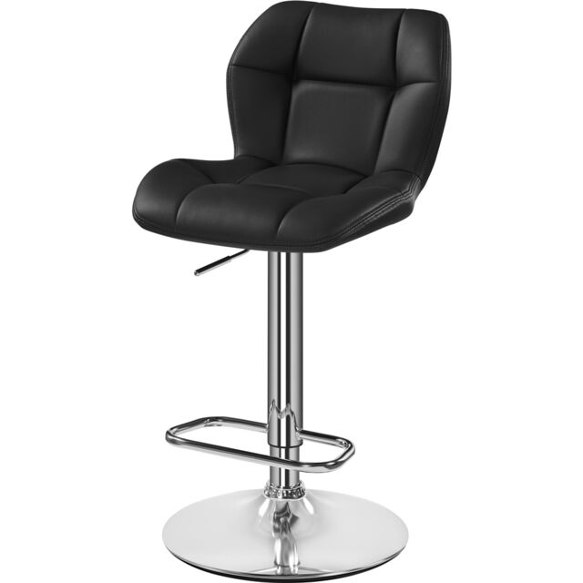 Yaheetech Adjustable Faux Leather Bar Stool with Backrest Black One Size