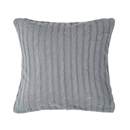 Homescapes Cotton Cable Knit Grey Cushion Cover - 45 x 45 cm Grey Grey 45 x 45 cm