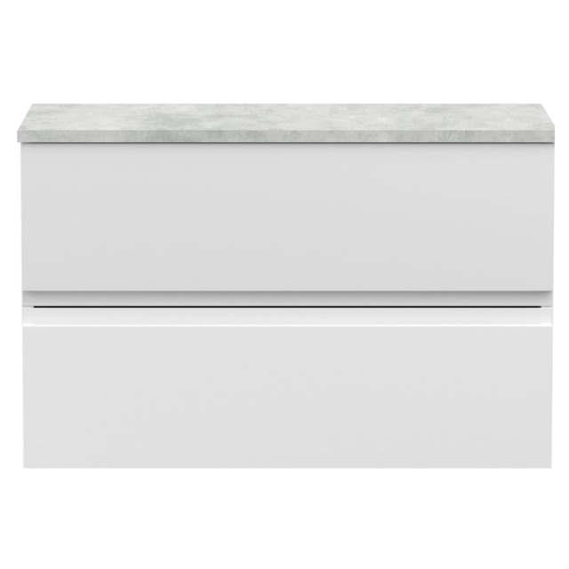 Balterley Mavesyn Contemporary 2 Drawer Wall Hung Vanity Unit with Laminate Worktop, Satin White, 800mm