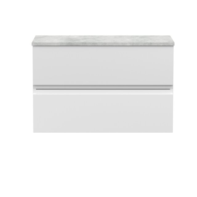Balterley Mavesyn Contemporary 2 Drawer Wall Hung Vanity Unit with Laminate Worktop, Satin White, 800mm