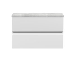 Balterley Mavesyn Contemporary 2 Drawer Wall Hung Vanity Unit with Laminate Worktop, Satin White, 800mm