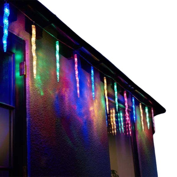 Set of 10 Light up Christmas Smart Icicle Lights with 50 Cool White & Multi-Coloured LEDs