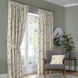 D & D Darnley Pencil Pleat Curtains Coral/Natural