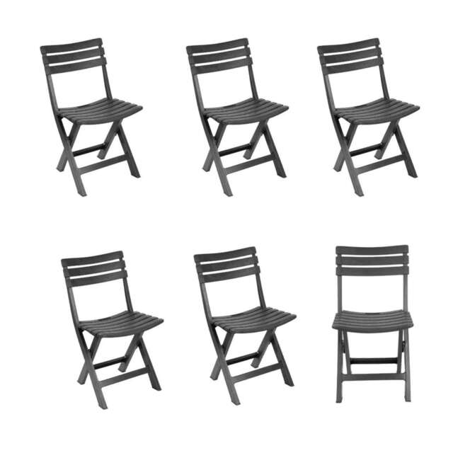 Collapsible Folding Garden Chair Set - Camping Patio Lounge Seat Grey 6