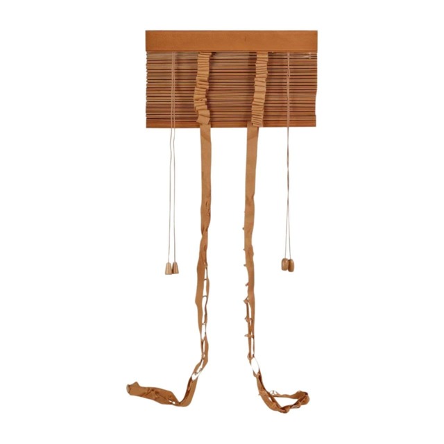25mm Horizontal Wooden Slats with Valance - 40cm x 210cm Brown 1