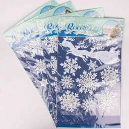 3D Christmas Window Stickers Snowy White and Silver - 4 Assorted Sheets Window Decorations Sticker Christmas Scene, PVC