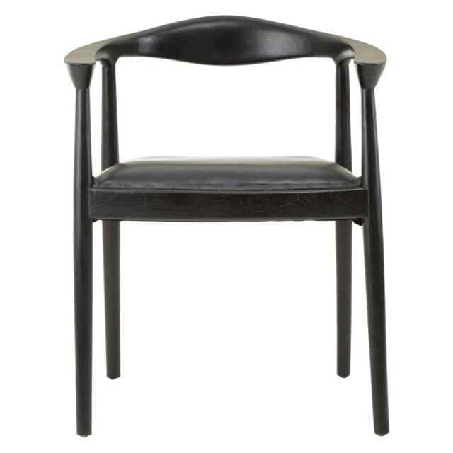 Interiors By Premier Open Back Black Leather Chair, Spacious Kitchen Chair, Classic Armchair, Garden Accent Chair, Dining Chair Black