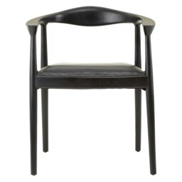 Interiors By Premier Open Back Black Leather Chair, Spacious Kitchen Chair, Classic Armchair, Garden Accent Chair, Dining Chair Black