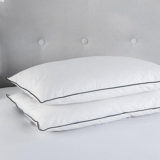 Duck Feather Pillow Pair 100% Cotton Soft Cover Luxury Sleep White