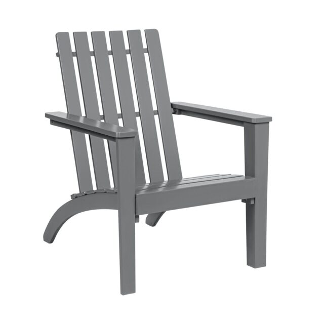 COSTWAY Wood Adirondack Chair Outdoor Patio Chair Grey Grey