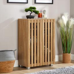 Shoe Storage Cabinet 2 or 3 Door with Adjustable Shelves Entryway Organiser Brown