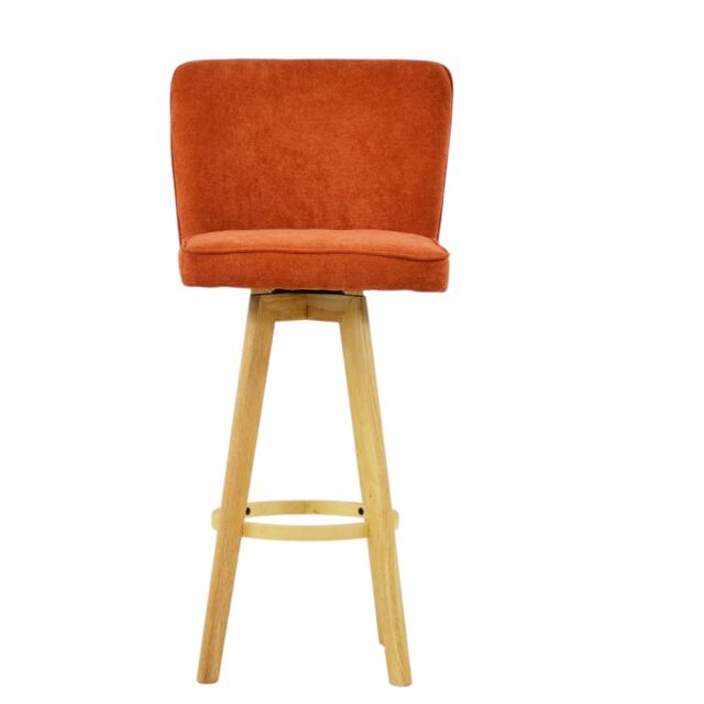 Lakeland Furniture Boden Burnt Orange Fabric Wooden Fixed Leg 1 Bar Stool