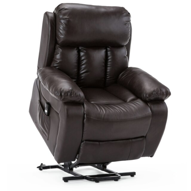 Chester Single Motor Rise Recliner Bonded Leather Heat & Massage Chair (Brown)