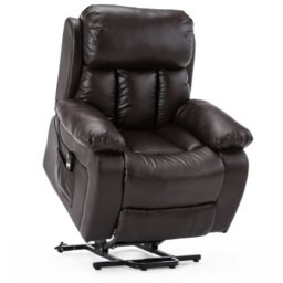 Chester Single Motor Rise Recliner Bonded Leather Heat & Massage Chair (Brown)