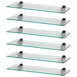 Harbour Housewares Floating Glass Shelf - 60cm - Metallic Brackets - Bathroom Shower Storage Vanity Display Unit Shelf Black Black 6