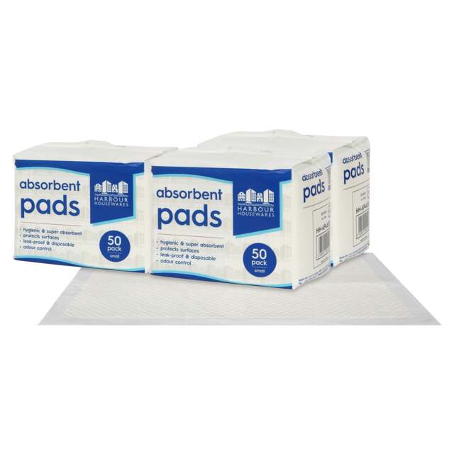 Harbour Housewares 150x Disposable Incontinence Bed Pads - 32.5 x 45cm - Waterproof High Absorbency Mattress Protector Bed Sheet