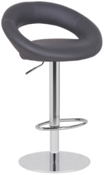 Deluxe Sorrento Real Leather Kitchen & Breakasft Bar Stool, Adjustable Swivel Gas Lift, Charcoal Grey