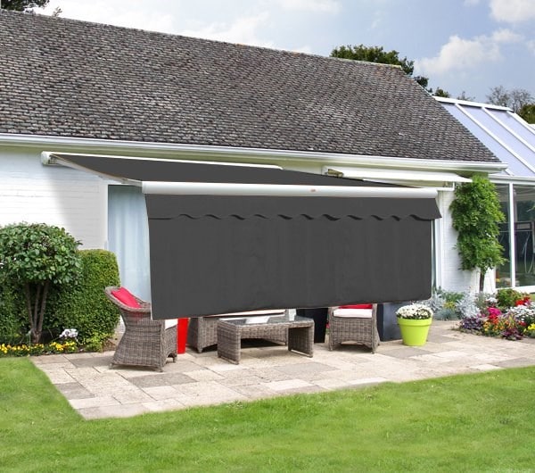 4.5m x 1.0m Awning Dropdown Front Valance Charcoal Sun Shade Accessory 280gsm Fabric