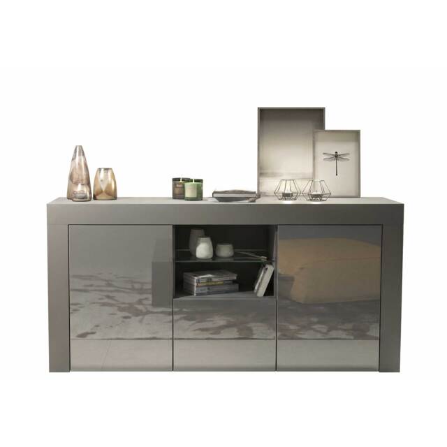 TV Unit TV Stand Sideboard Cabinet Media Cabinet Grey Gloss Doors Free LED 145cm