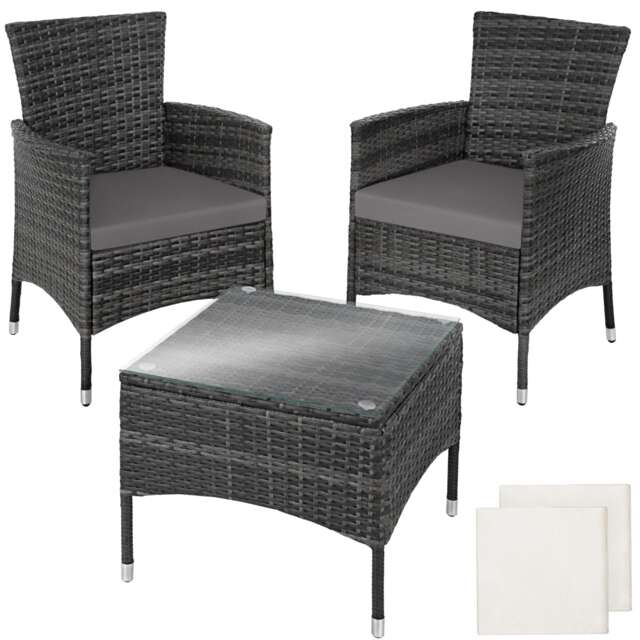 Garden Furniture Set Lucerne - 2 armchairs, coffee table, two sets of cushion covers Grey grey 84 x 60 x 61 cm 1