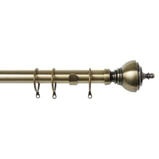 35mm Fixed Length Metal Curtain Pole Set Antique Brass Vienna Finial 260cm Bronze Bronze