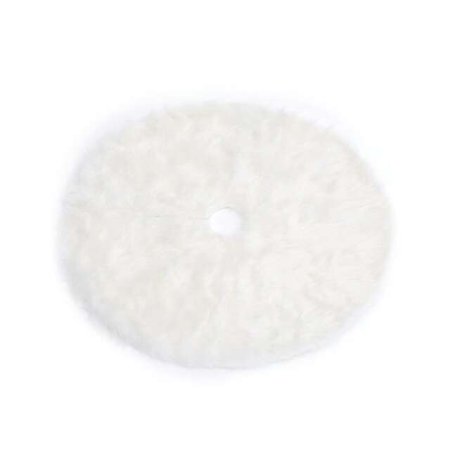 Living and Home Snow White Plush Christmas Tree Skirt for Holiday Decoration-122 cm