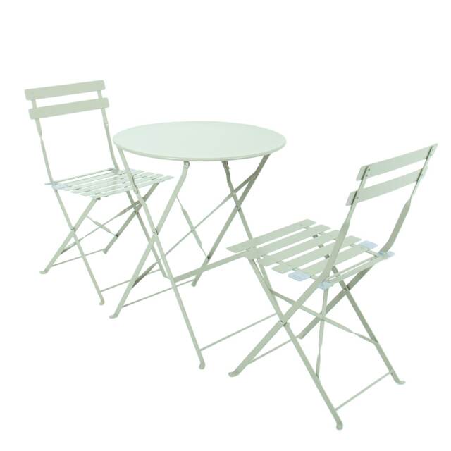 Charles Bentley 3 Piece Metal Bistro Set Garden Patio Table & 2 Chairs - Heritage Green