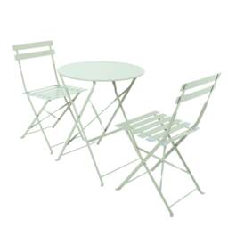 Charles Bentley 3 Piece Metal Bistro Set Garden Patio Table & 2 Chairs - Heritage Green
