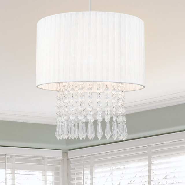 COSYLYTE Winni Beaded Voile Easyfit Modern Lamp Shade - Cream White White 1