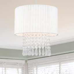 COSYLYTE Winni Beaded Voile Easyfit Modern Lamp Shade - Cream White White 1