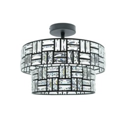 ValueLights Elise Pair Acrylic Black 2 Tier Lamp Shades & Bulbs Black