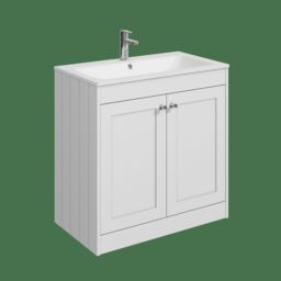 Balterley Floor Standing 2 Door Unit with Stone Basin 1 Tap Hole White 800 x 800 x 453mm