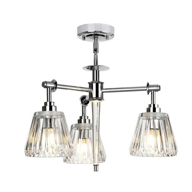 Agatha 3 Light Multi Arm Ceiling Pendant Light Polished Chrome IP44, G9