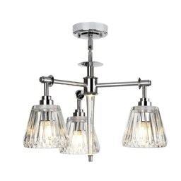 Agatha 3 Light Multi Arm Ceiling Pendant Light Polished Chrome IP44, G9