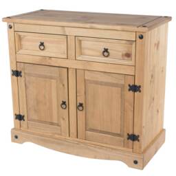 Corona Small Sideboard in Antique Waxed Pine - 2 Drawers and 2 Doors with Adjustable Shelf Brown Brown One Size 1