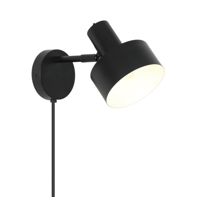 Nordlux Matis Indoor Wall Light Black Metal Sensor E27 Adjustable Head - Plug In or Mains Powered , IP20 Black Black