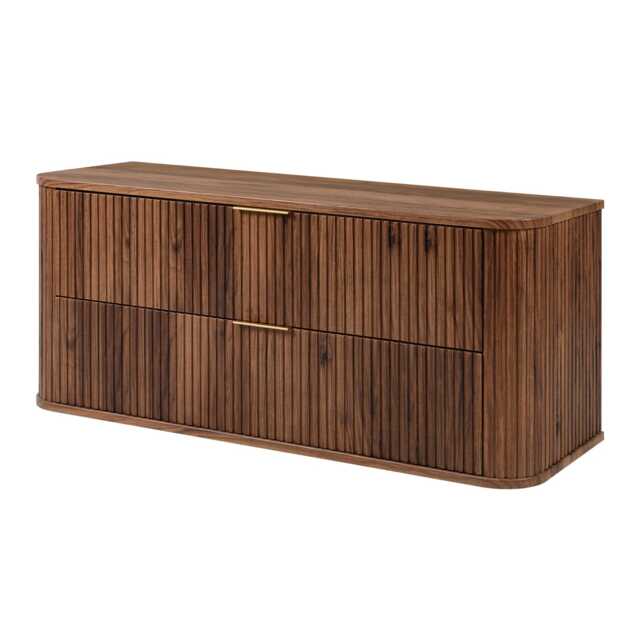 Elegance Glamour Style 2 Drawer Bathroom Vanity Cabinet 120cm - Walnut Brown California Wallnut