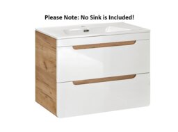 600mm Wall Hung Vanity Unit Bathroom Sink Wall Cabinet Compact Drawers White Gloss Oak Arub