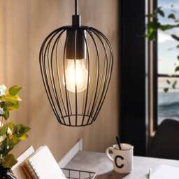 EGLO Newtown Vintage Black Caged Steel Single Pendant, 16cm