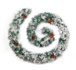 Best Artificial 9ft Frosted Luxury Colorado Christmas Garland with Pine Cones & 80 Bright White battery lights