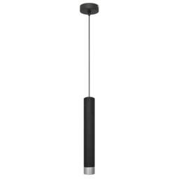 Tuba Slim Pendant Ceiling Light Black, Chrome 10cm
