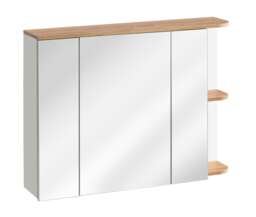 Bathroom Mirror Cabinet Wall Shelf Storage Unit 940mm Scandi Modern Oak Finish Open Display Shelves Plat