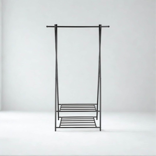 Entryway Metal Coat Rack Stand With Shoe Storage