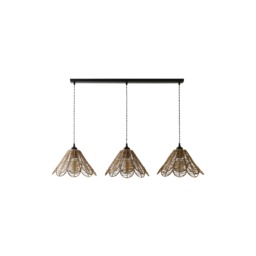 ValueLights Vine Natural Rattan Flower Shade 3 Drop Black Ceiling Light Black