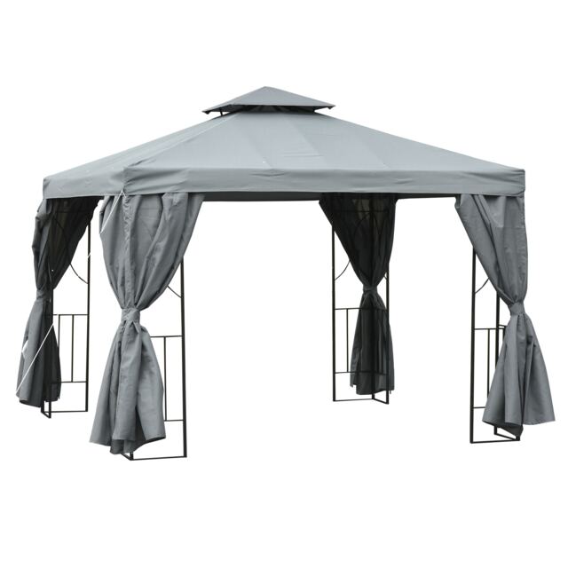 Outsunny 3 x 3m Garden Metal Gazebo Sun Shade Shelter Outdoor Party Tent Grey