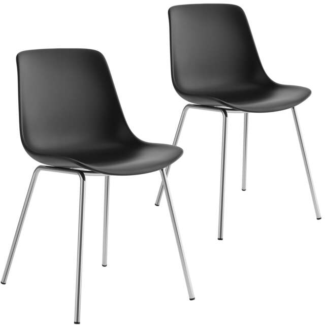 Dining Chair Mave - large plastic seat, ergonomic, high backrest, 120 kg load capacity Black black/chrome One Size 2